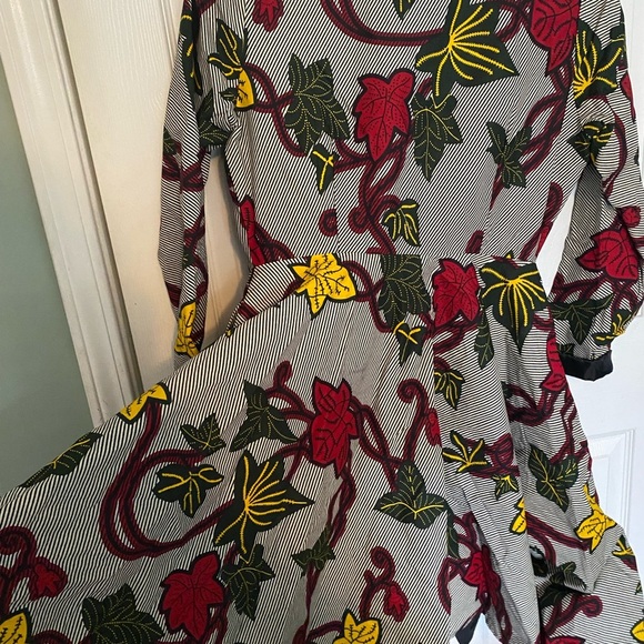 Red and Yellow Long Sleeve A-Line Dress for Work - Picture 5 of 6